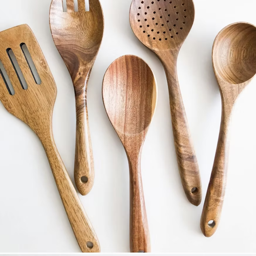 Natural Acacia Wood Kitchen Utensil Set
