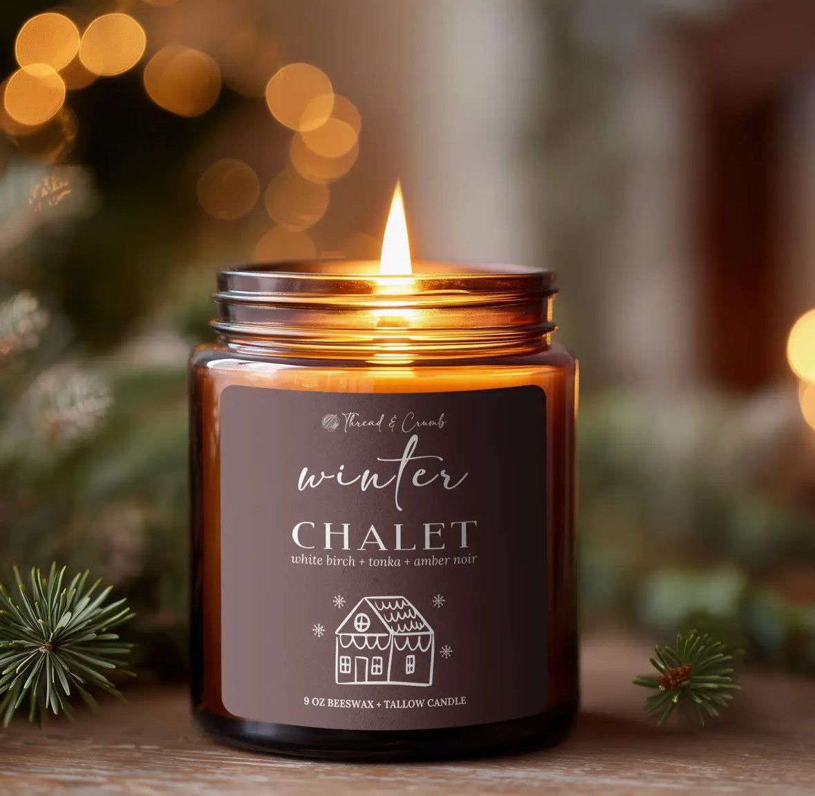 Winter Chalet Beeswax + Tallow Candle | Holiday Candle