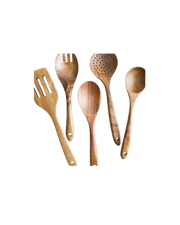 Natural Acacia Wood Kitchen Utensil Set