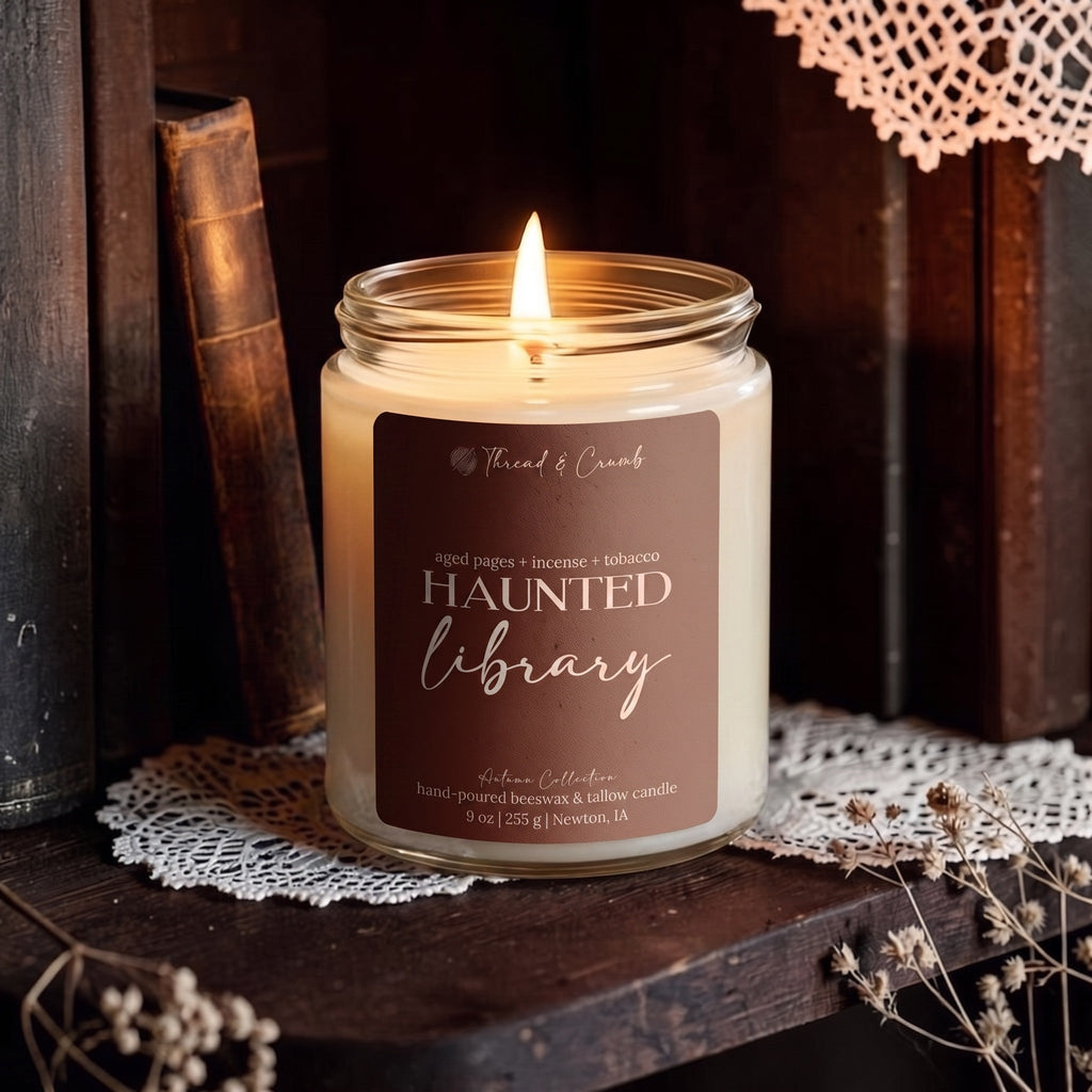 Haunted Library | Smoky Woodsy Beeswax + Tallow Candle – Autumn Collection