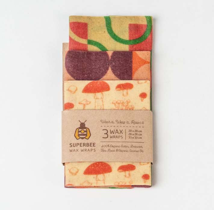 Beeswax Food Wraps Set of 3 - Mixed Designs