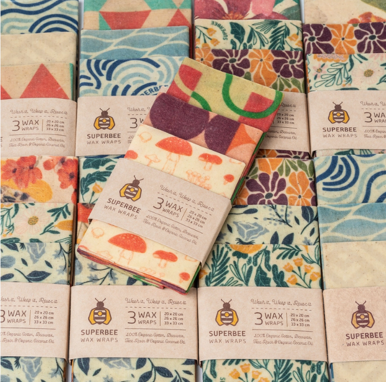Beeswax Food Wraps Set of 3 - Mixed Designs